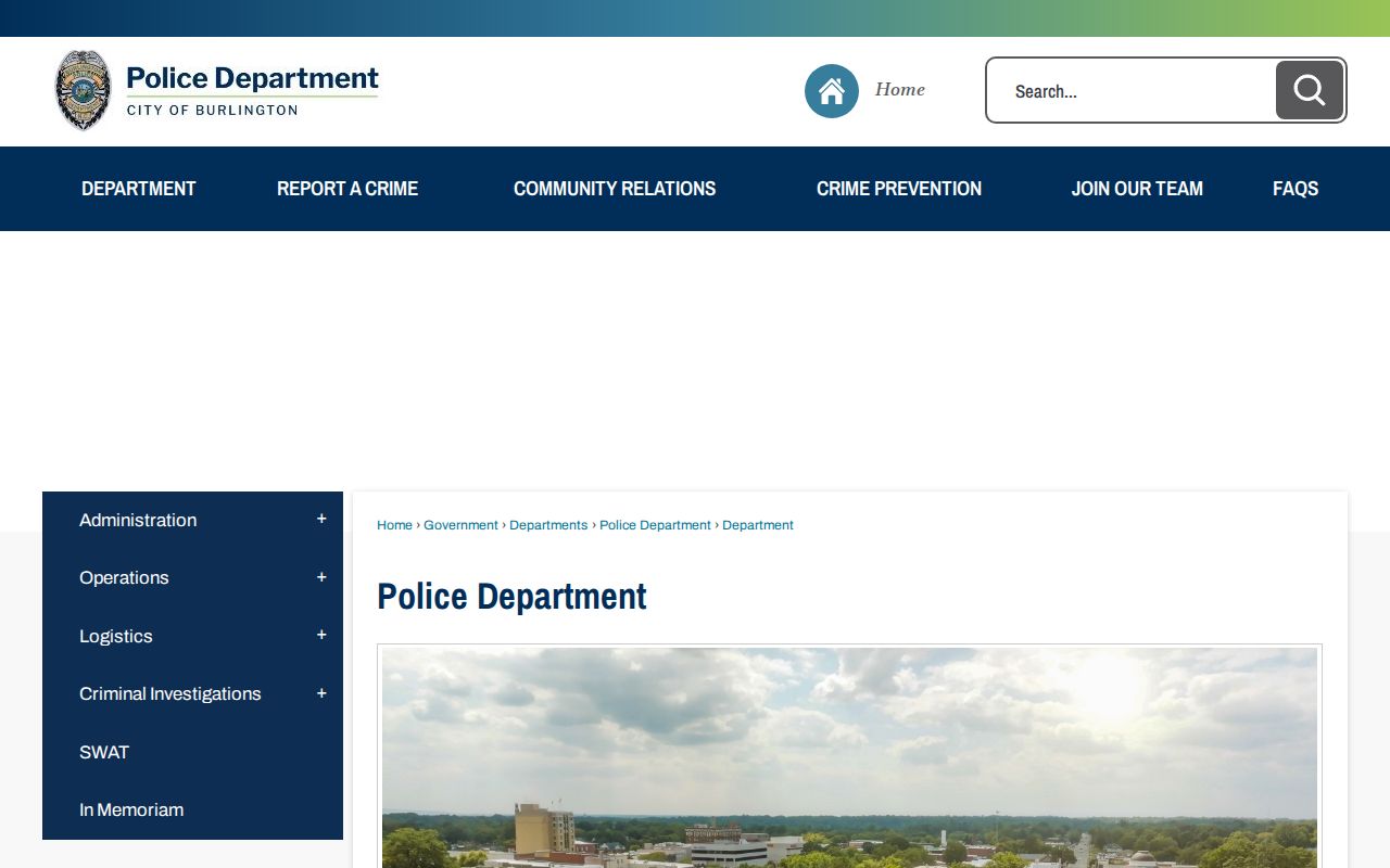 Burlington Police Department contact page for Burlington arrest records