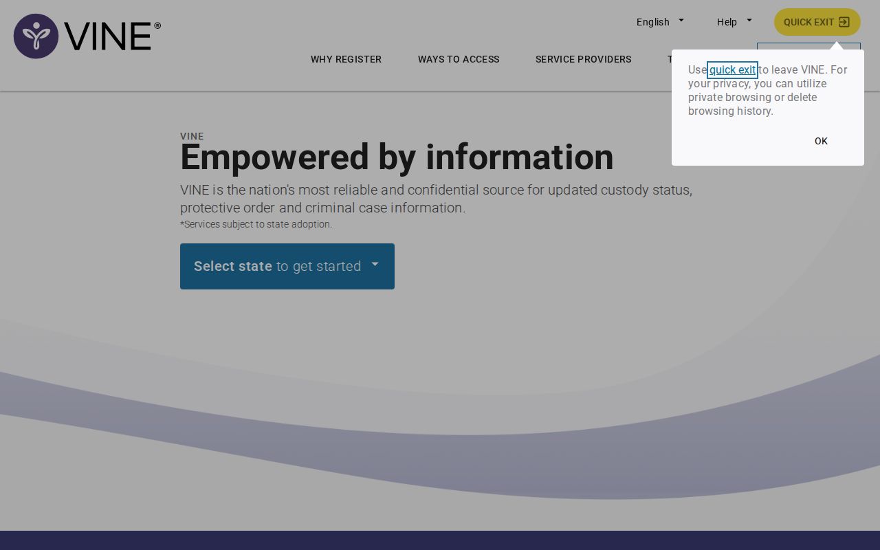 VINELink alert registration for Alamance County custody changes